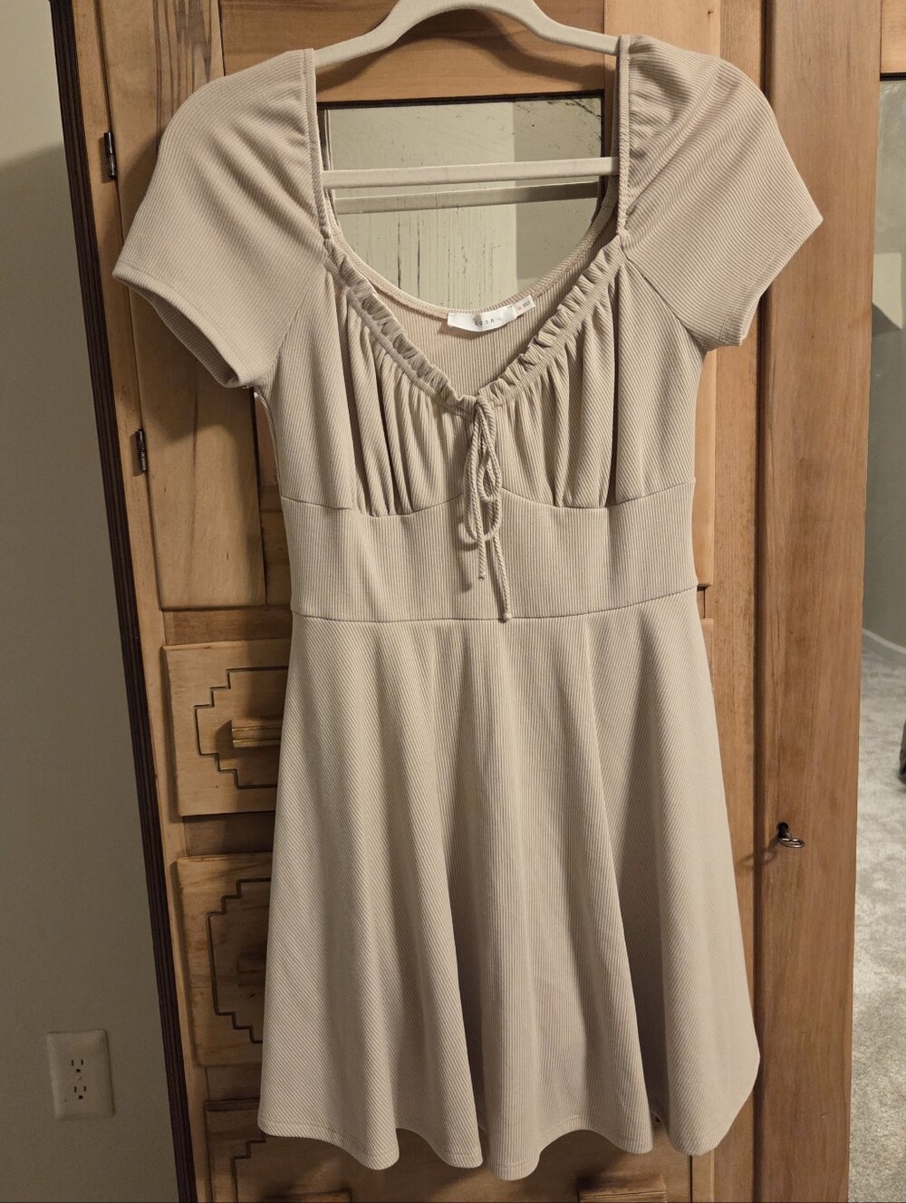 Ribbed Tie-Front A-Line Dress